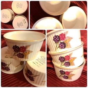 Royal Worcester Evesham 3 Gold Flameproof Porcelain Souffle Fruit Decorations